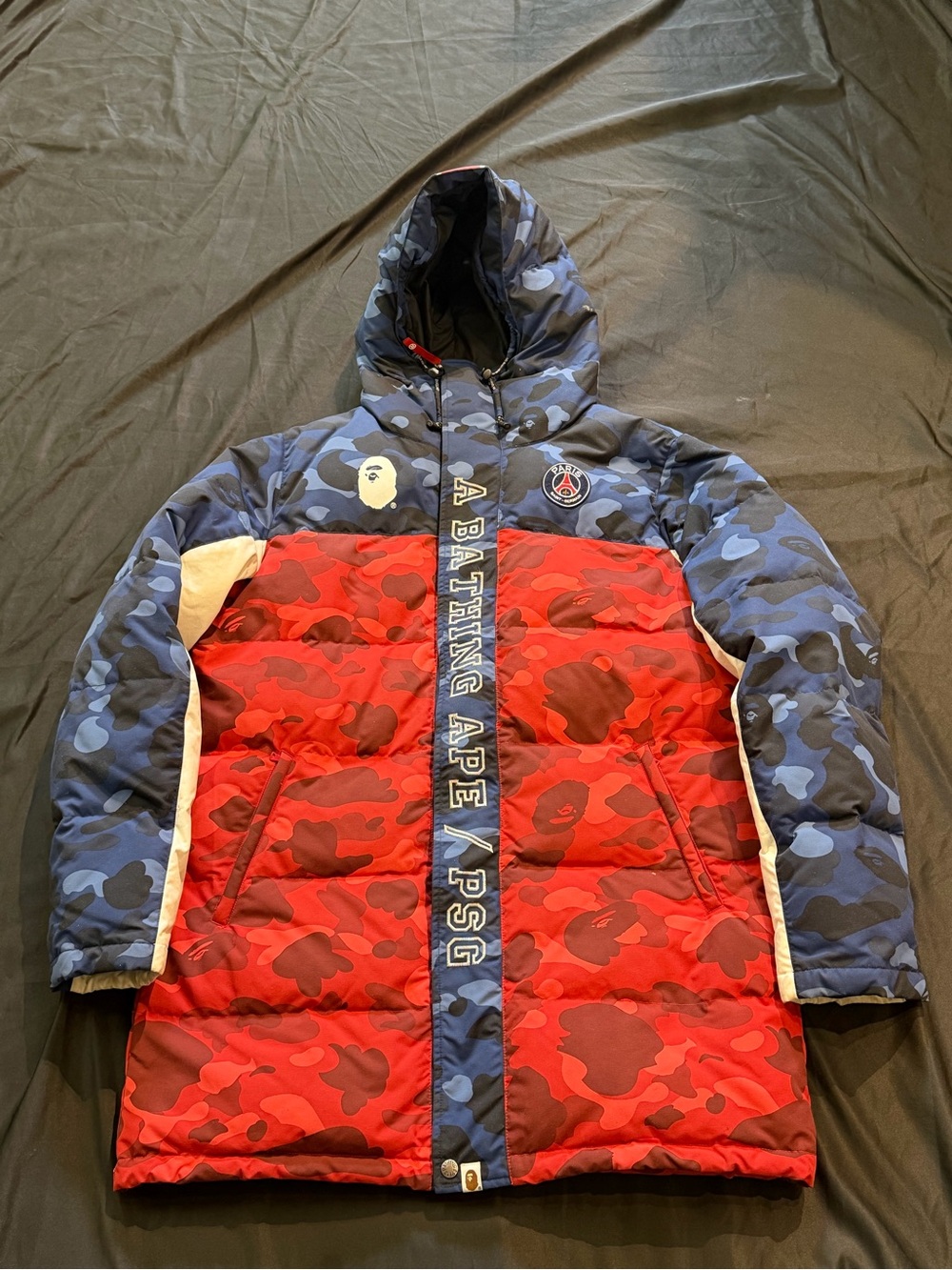 Paris Saint-Germain × BAPE CAMO Long Puffer Down Jacket XXL Very Rare